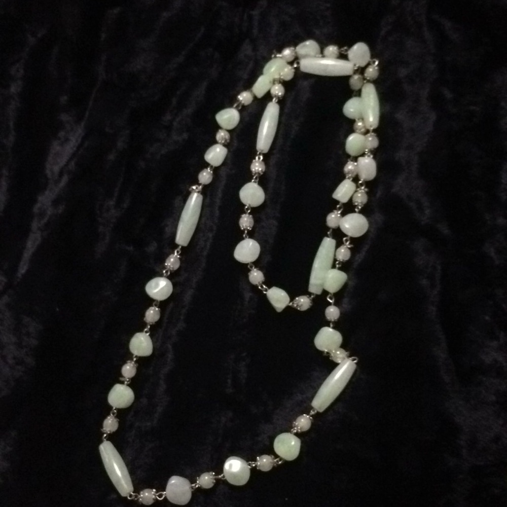 Green and gold beaded necklace